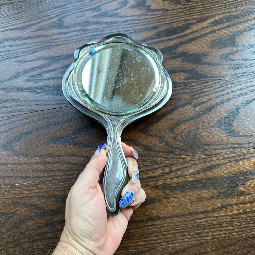 Vintage Silver plated hand held mirror